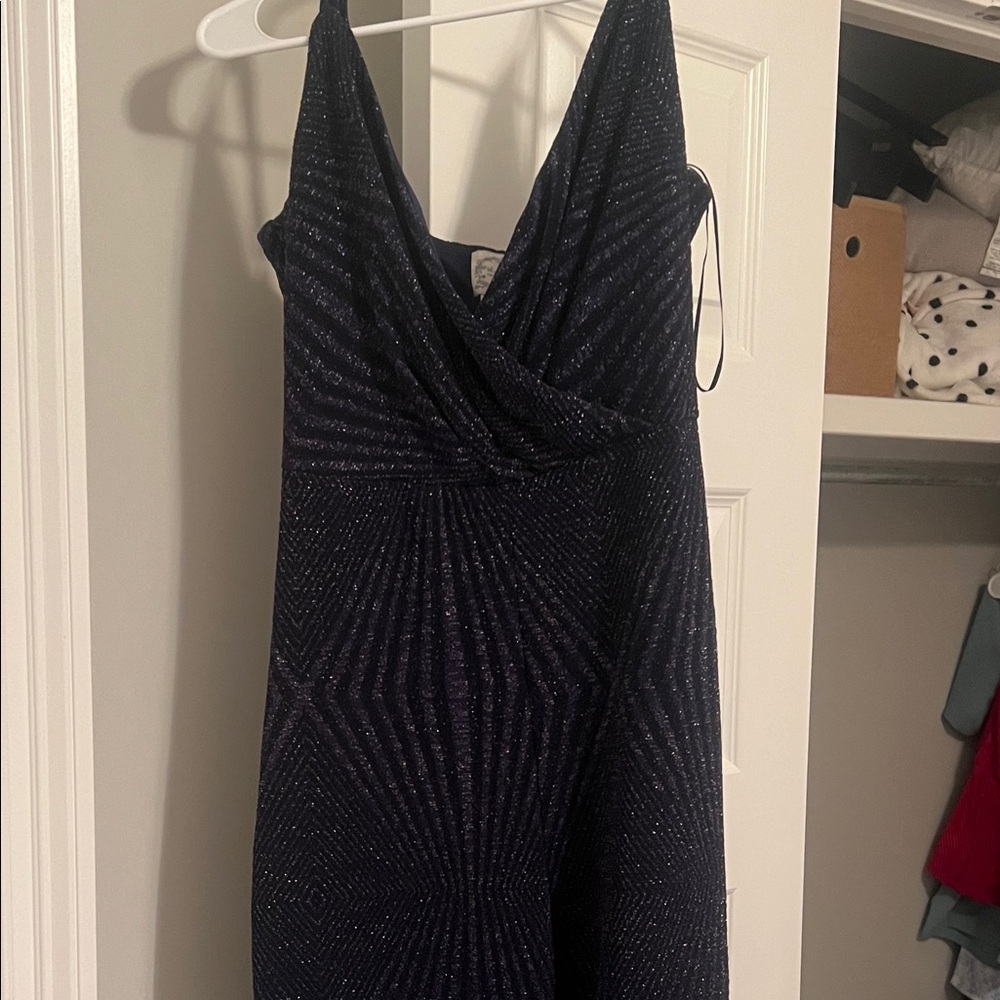 Blue Rain Glittering Navy Blue Jumpsuit